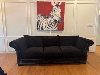 BLACK 8 ft COUCH WITH NAILHEAD TRIM