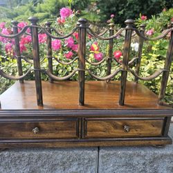 Brandt Wood & Metal Wine Rack Caddy w/ Drawers