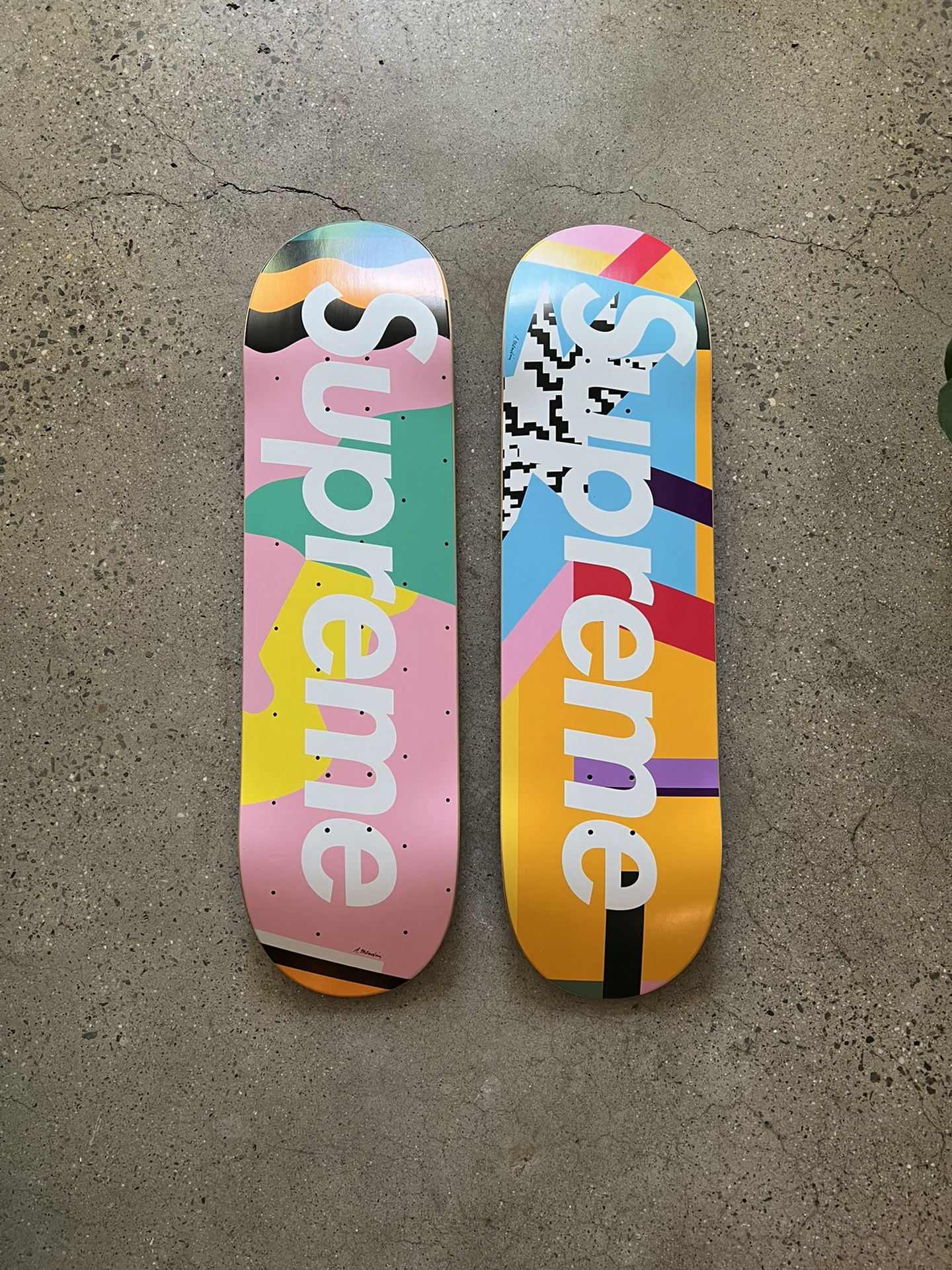 Supreme 2016 Mendini skateboard Deck set blue and pink