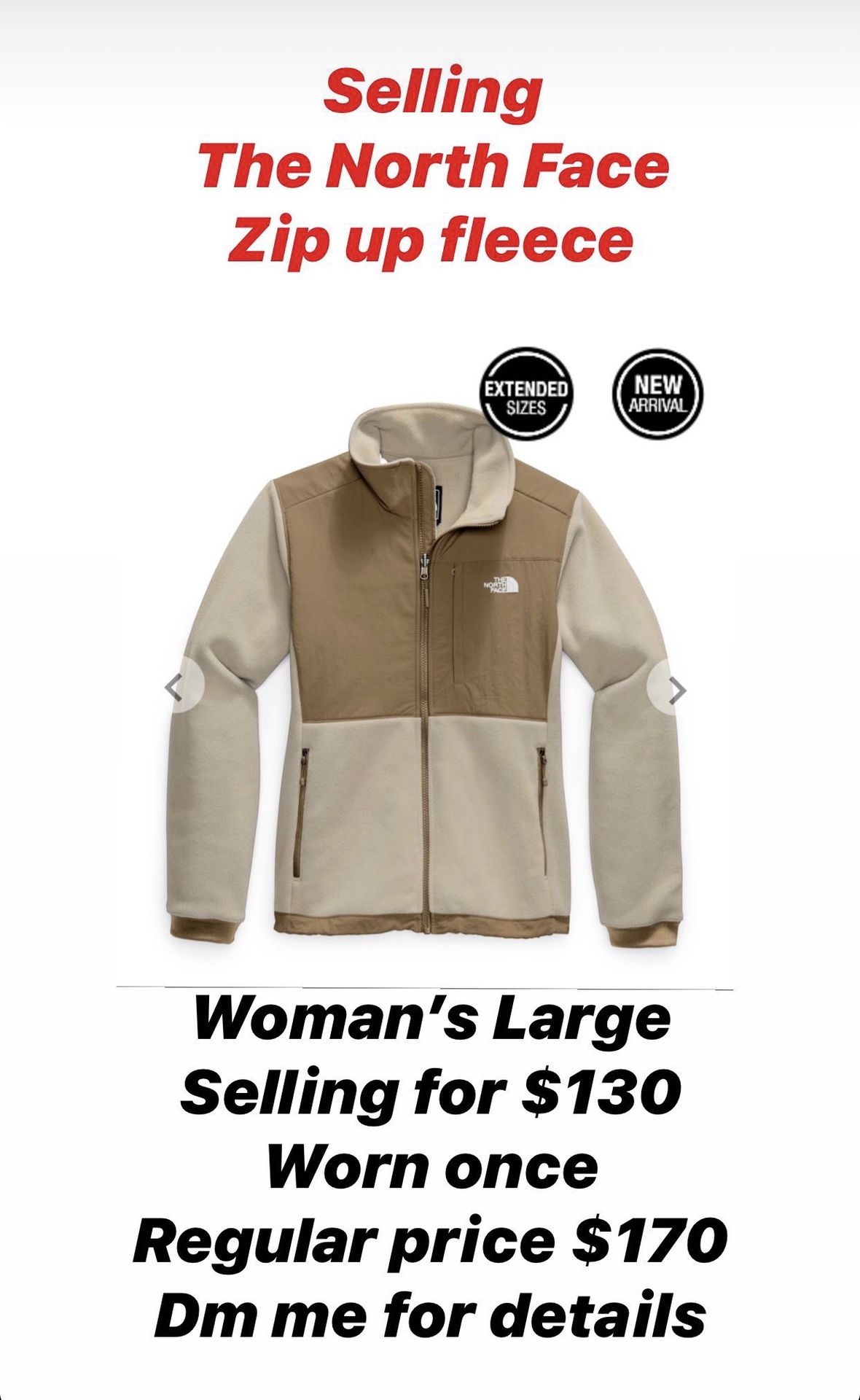 North Face Zip up fleece women’s L