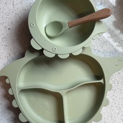 Green Silicone Baby Feeding Set