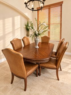 Leather dining set with 6 chairs