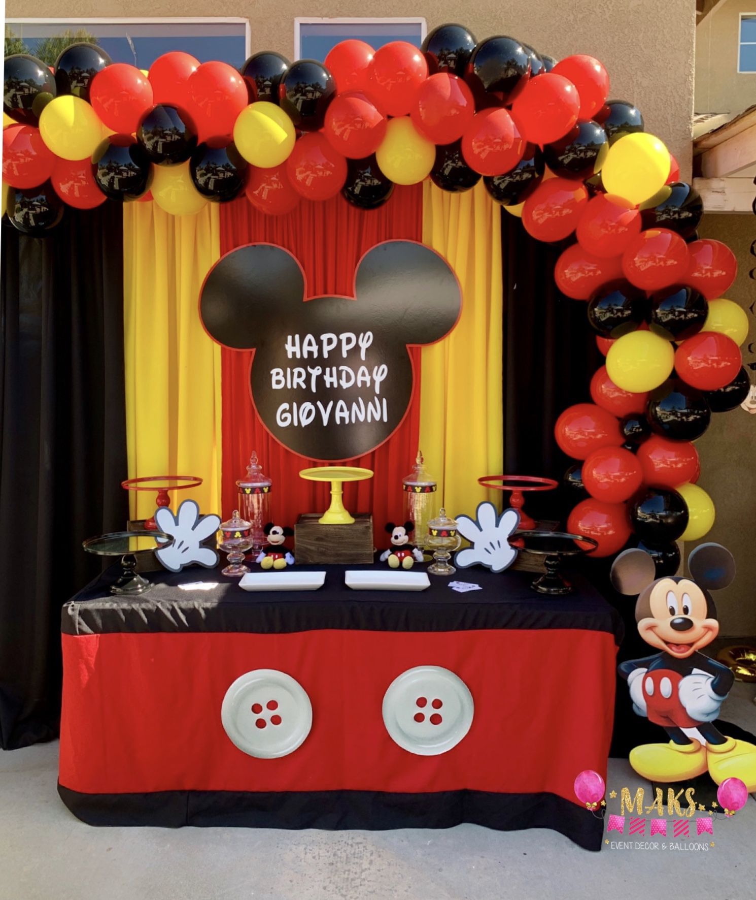 Mickey Mouse Birthday Party Candy Table Set up