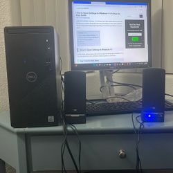 Computer Monitor Speakers Cables And Wireless Mouse