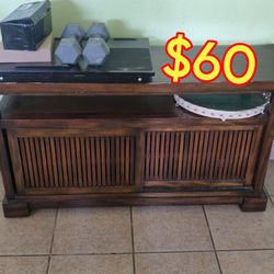 Pier 1 Vintage TV Stand With Sliding Doors 