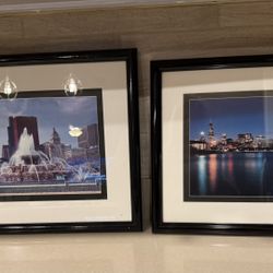 Chicago Skyline  & Buckingham Fountain Frame Photos Set