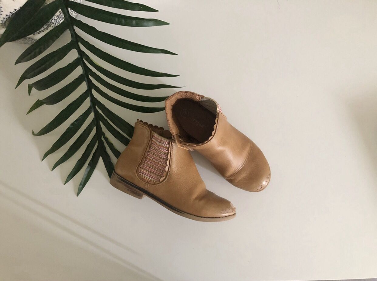 Girls cognac ankle booties- size 12
