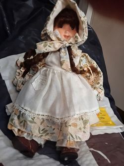 Holly HoddieVintage Porcelain Doll with Floral Dress