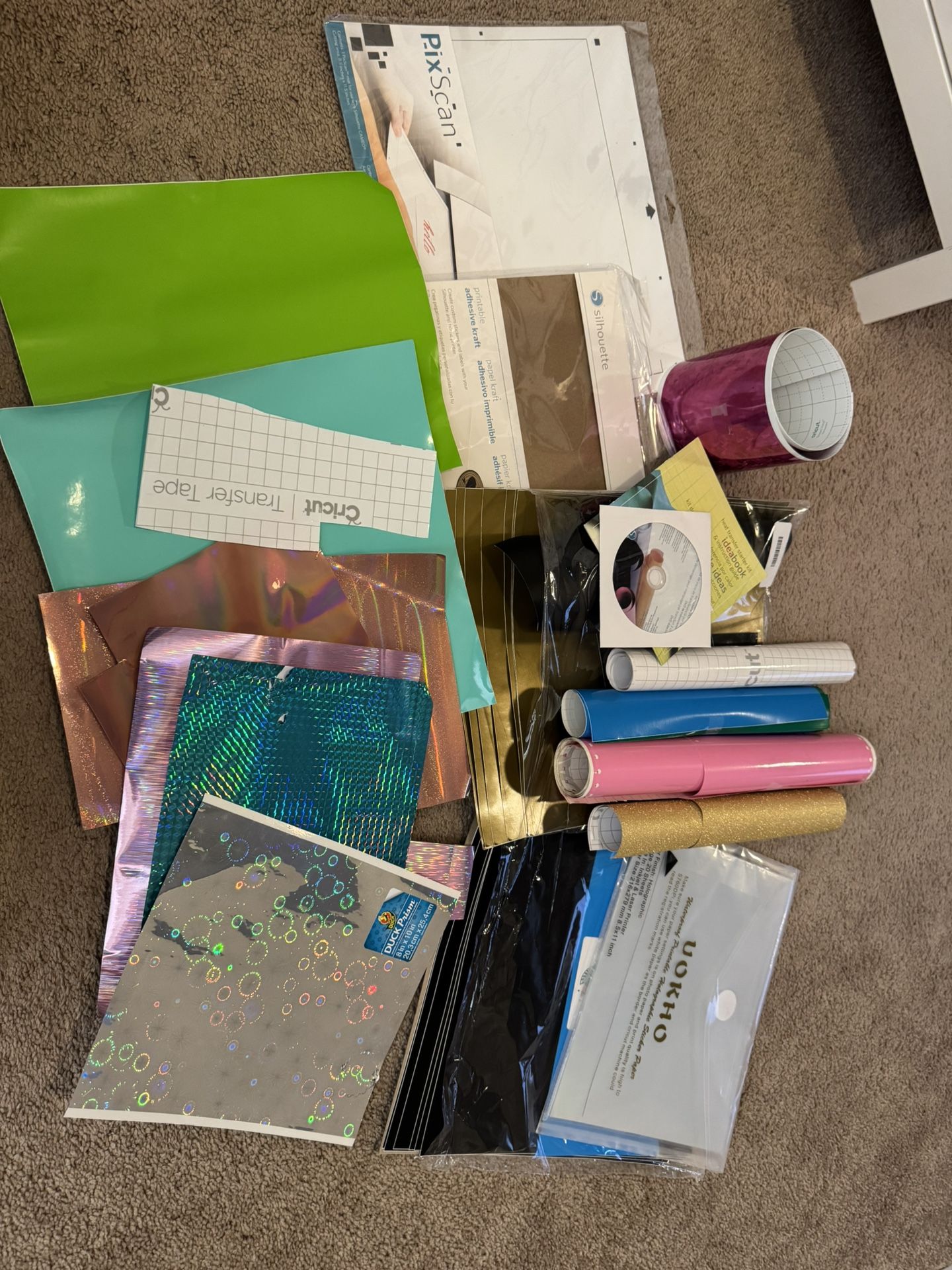 Large Lot Of Cricut/ silhouette crafting accessories lot of sticker paper