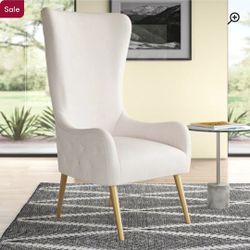 Two Cream Velvet Chairs For $850 Venne Upholstered Wingback Chairs