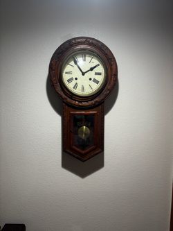 Vintage Regulator A  Wall  Clock  15 x28 inches , working , Chiming  , key include.