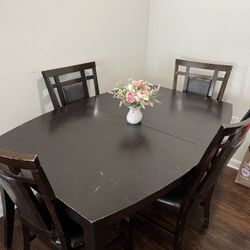 Wood Table And 5 Chairs