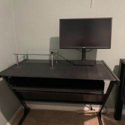 2 Sectioned Glass Desk