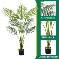 Plantas Artificial Golden Cane Palm Tree 4 Feet Faux Plant for Home Decor Indoor Outdoor Faux Areca Palm Tree in Pot for Home Office Perfect Housewarm