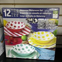 12-Piece Melamine Dinnerware Set 