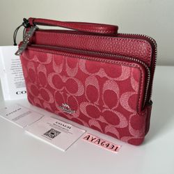 Coach large double zip wristlet