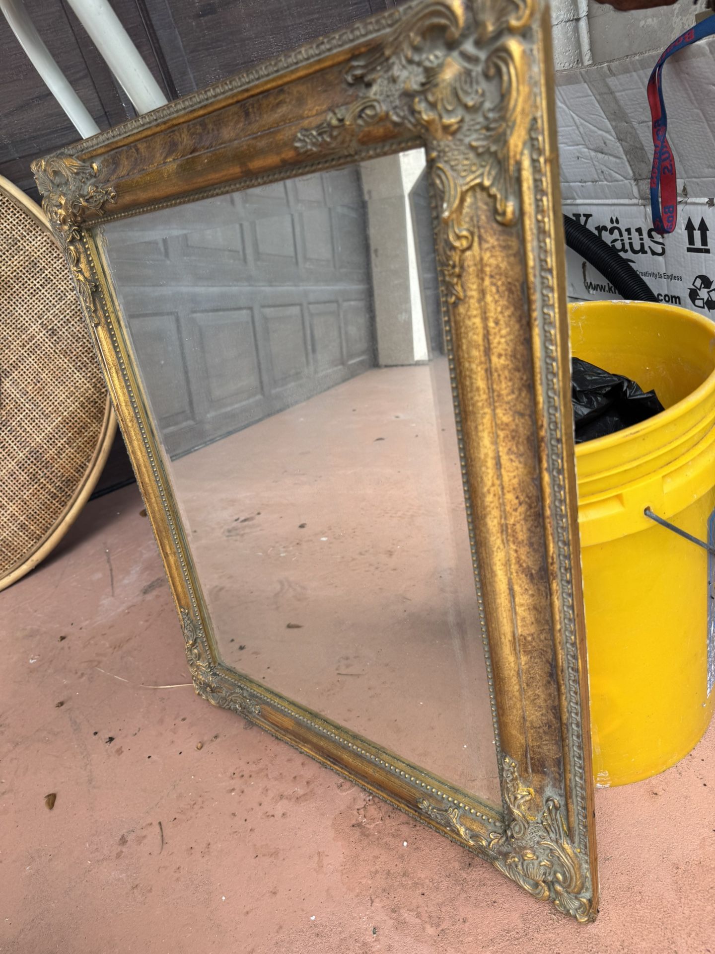 Antique French Gilt Mirror Mercury Glass 1800s