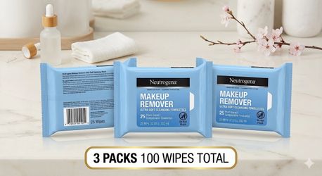 3 pk 100 Wipe Bundle Neutrogena makeup remover wipes.