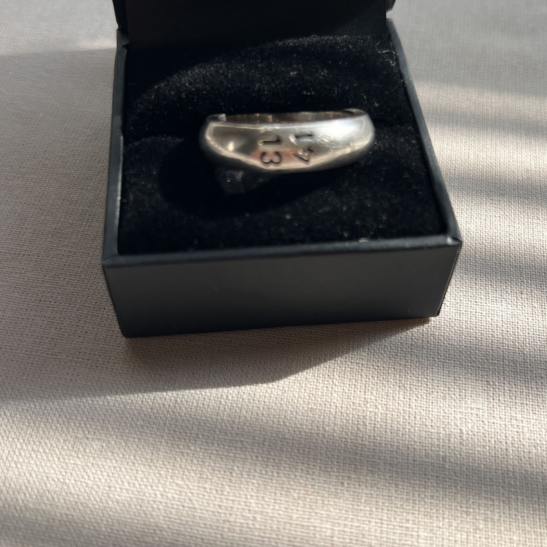 Silver Ring Engraved Number 13 14