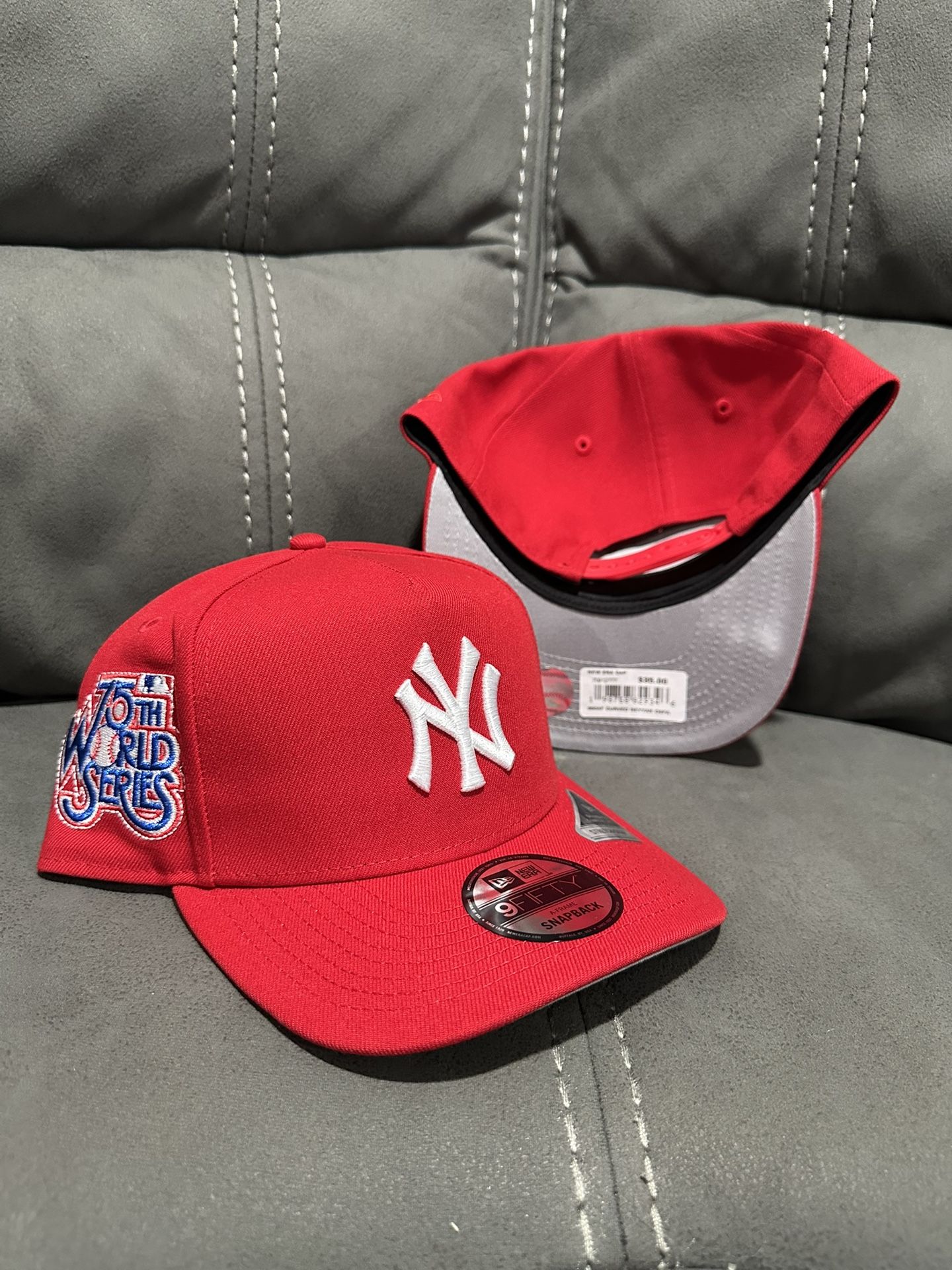 MLB New Era New York Yankees Red 75th World Series Patch 9fifty A Frame SnapBack Hats