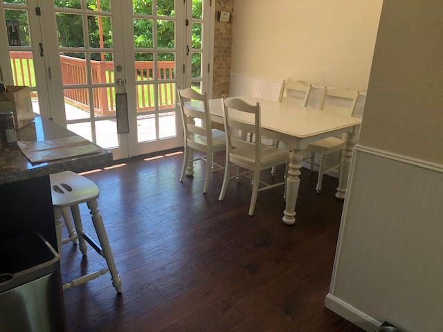 Seldon’s Kitchen table W/ Insert, Chairs and Stools