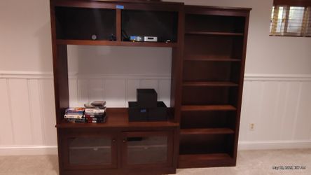 Vintage 2-Piece Solid Wood Entertainment Center – Lots of Storage