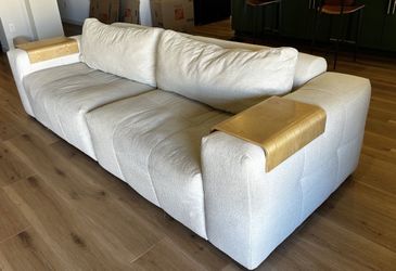 Living Spaces Amallo Ivory White Fabric 108" 2 Piece Sofa | Tufted  