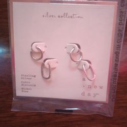 Silver Collection 2 Sets Of Hoop Earrings