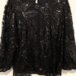 Brand New Black Sequins Shirt 