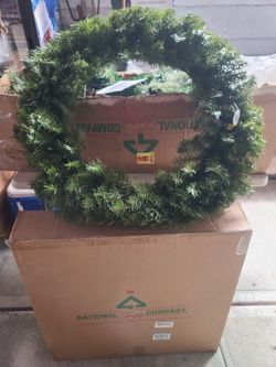 National Tree Company Pre-Lit Full Christmas Tree, Green, Dunhill Fir, White Lights, Includes Stand, 6 Feet
And National Tree Company Wreath