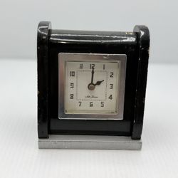 1940’s Seth Thomas Art Deco Desk Mantel Clock Black Case Works