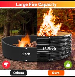 48 Inch Large Outdoor Fire Pit Ring,17" Taller, Heavy Duty High Heat Resistant Wood Burning (New)