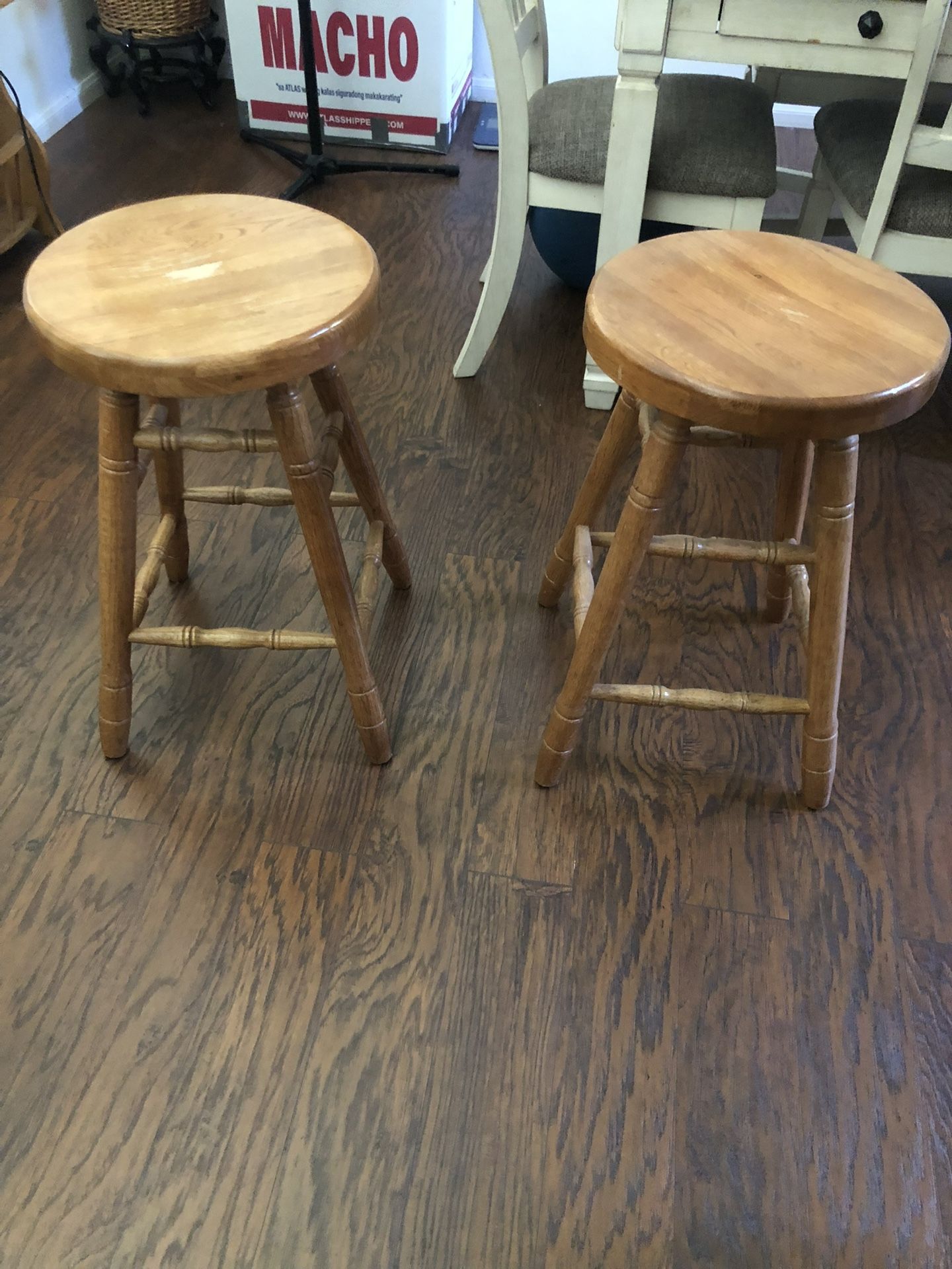Solid Oak Wood Revolving Stools