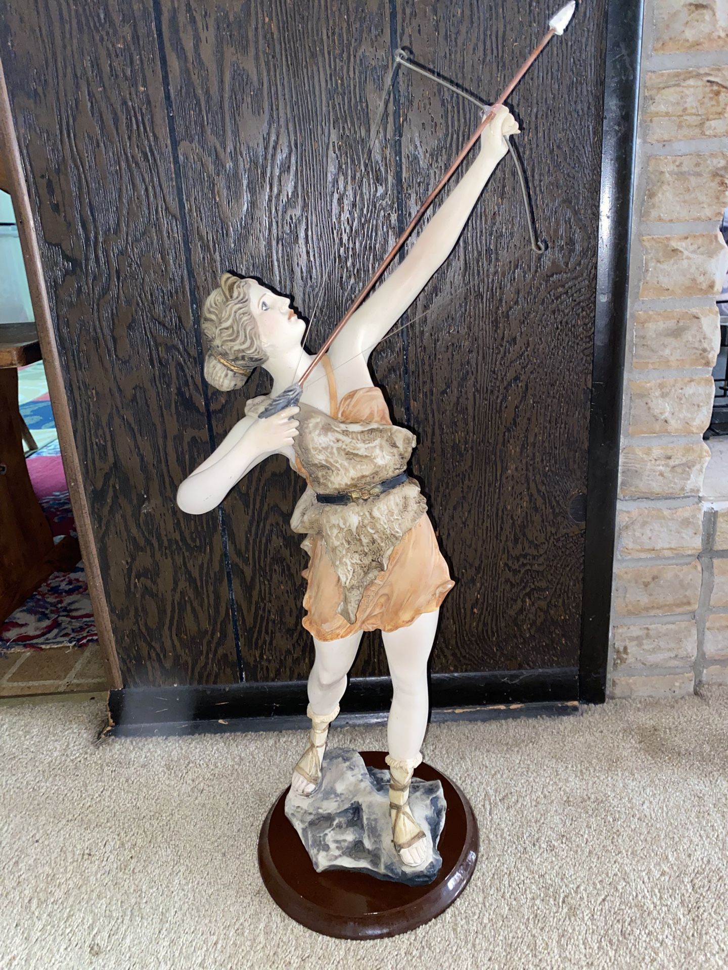 26 inch tall Alabaster Greek Diana With Arrow Statue Imported From Greece