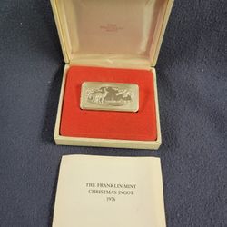 1976 Franklin Mint Christmas Ingot 1000 Grains .999 Silver