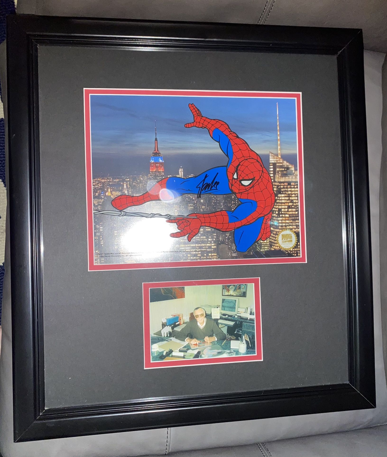 Marvel Spider-Man animation sericel signed by Stan Lee w/ coa