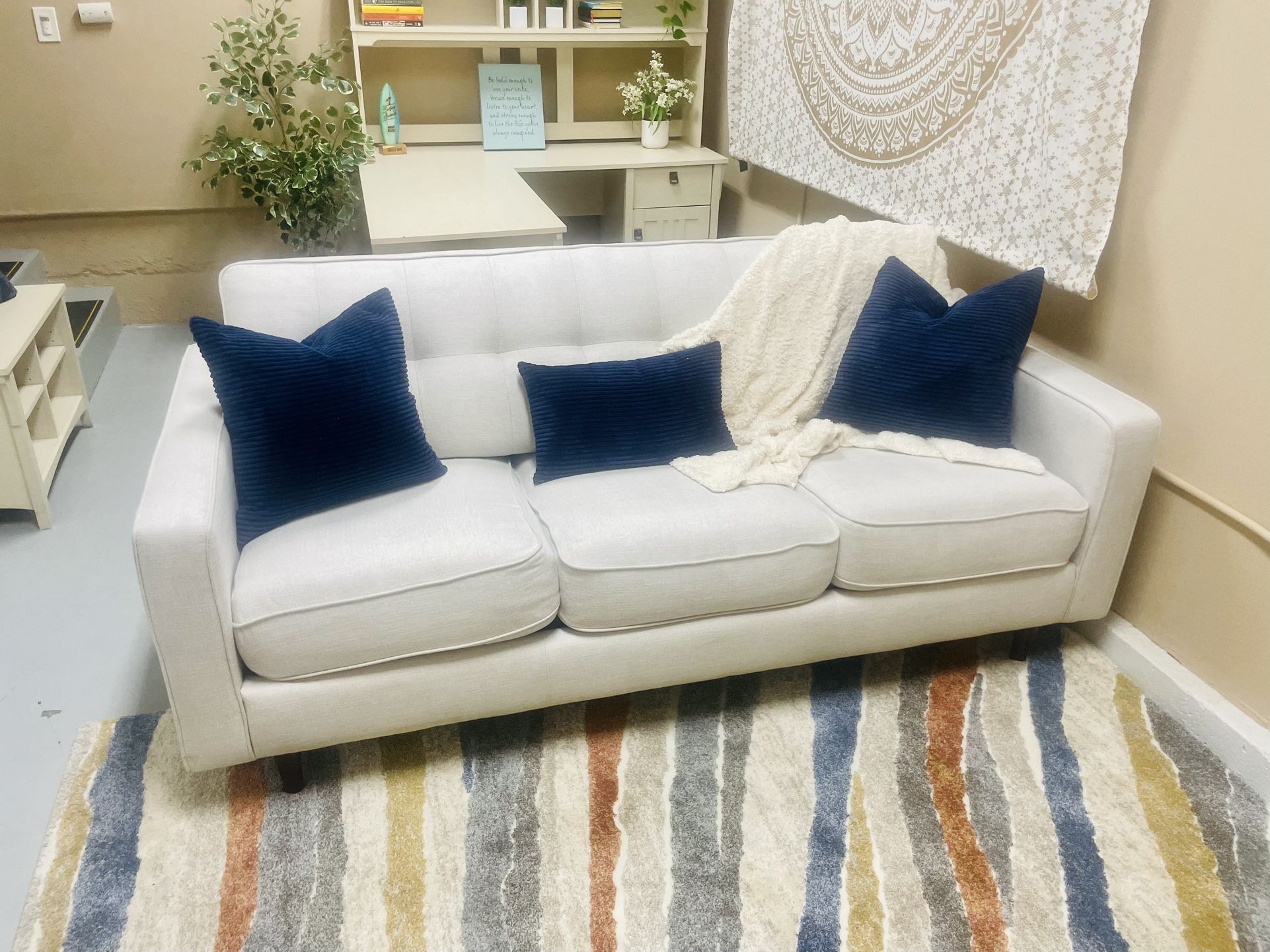 Sofa, Couch, Pull Out, Bed, Light Gray Queen