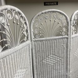 72”H MCM Wicker 3 Panel Folding Peacock Privacy Screen 18”W each panel