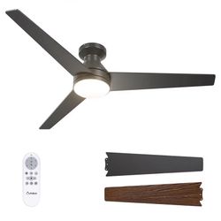 Ceiling Fan With Light, 52 Inch Flush Mount