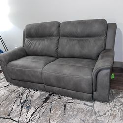 Leather Sofa - Power Reclining Foot Rest and Head Rests