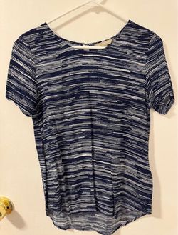 BANANA REPUBLIC Women's Blue & White Striped Short Sleeve Top Sz XS