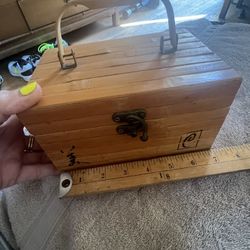 Vintage Bamboo Jewelry Box/Purse w/ Handle
