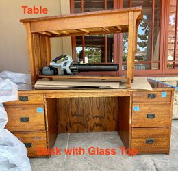 Free desk, credenza, leaf blower
