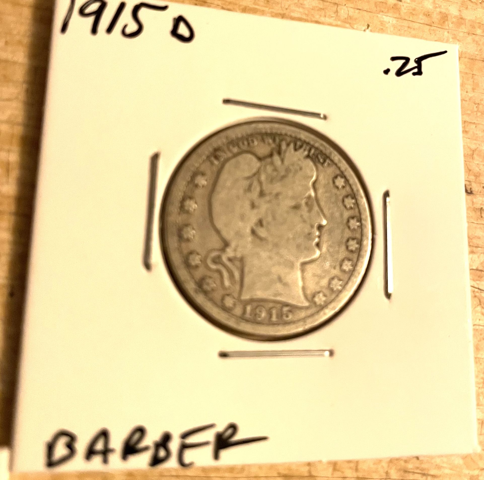 1915 D Barber Quarter