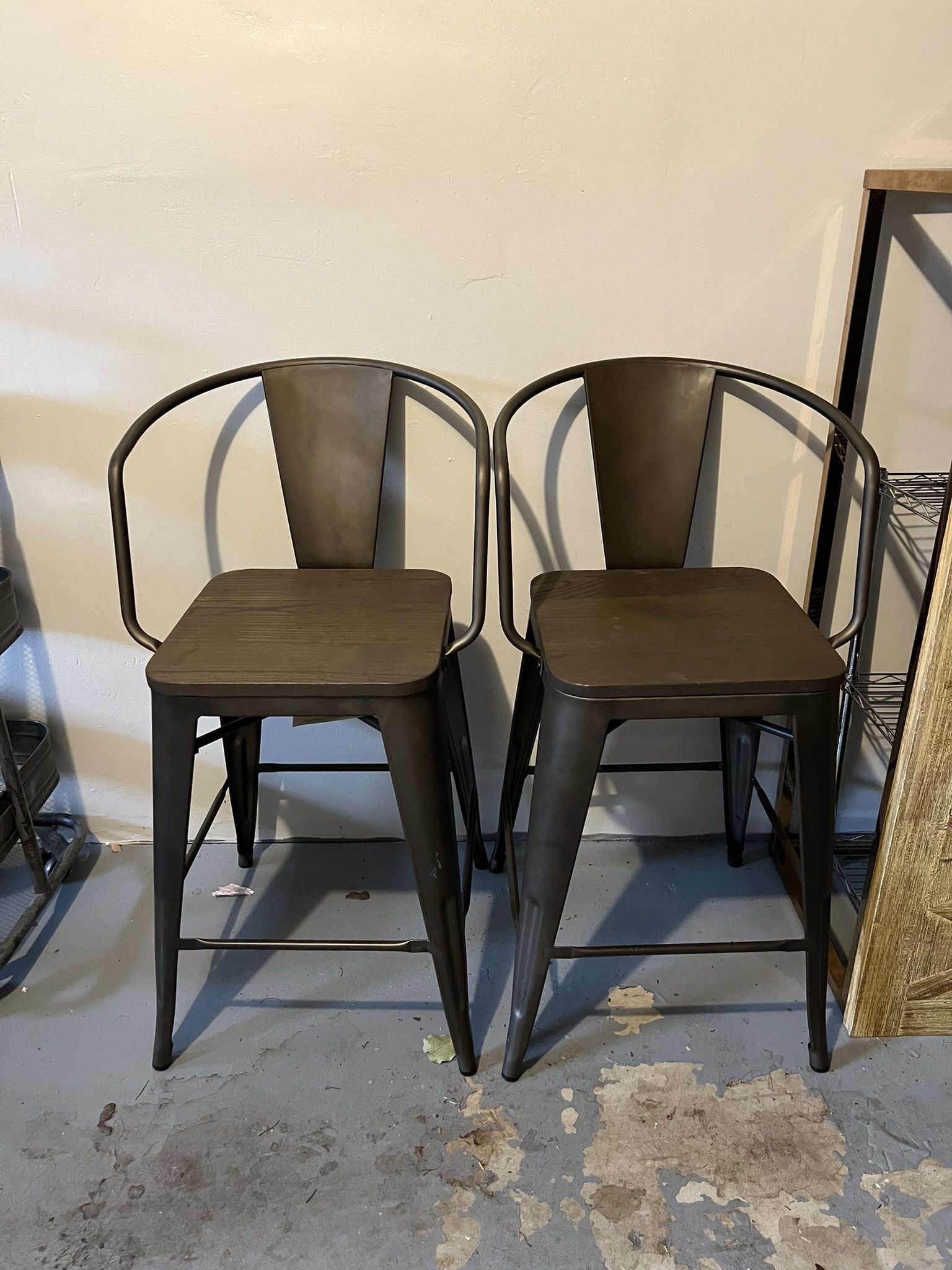 Two Industrial Looking Bar Stools
