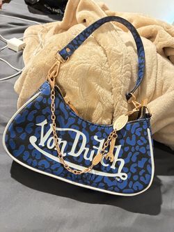 Von Dutch Blue Leopard Print Shoulder Bag
