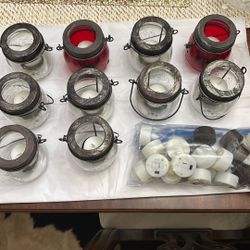 10 Candle Holder 8 Clear And 2 Red 