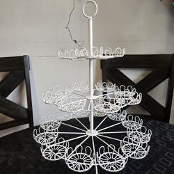 Beautiful White Metal Cupcake Stand 
