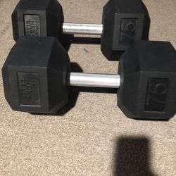Set Of 75 Lbs Rubber Gopher Sport Dumbbells 