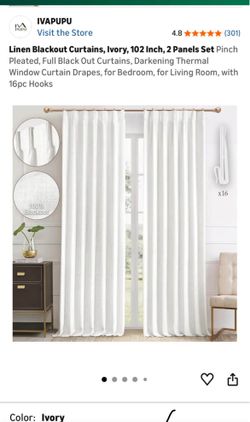 102” L Ivory Curtains Set Of 2